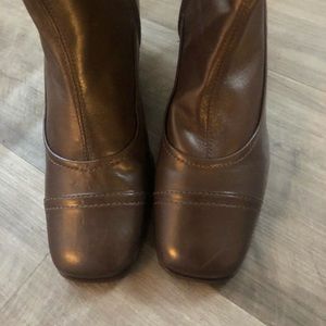 Brown leather boots